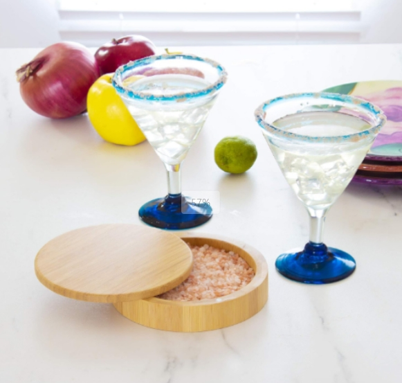Bamboo Barkeeper's Salt Box Margarita Salt Rimmer for Cocktail Home Bar Accessory