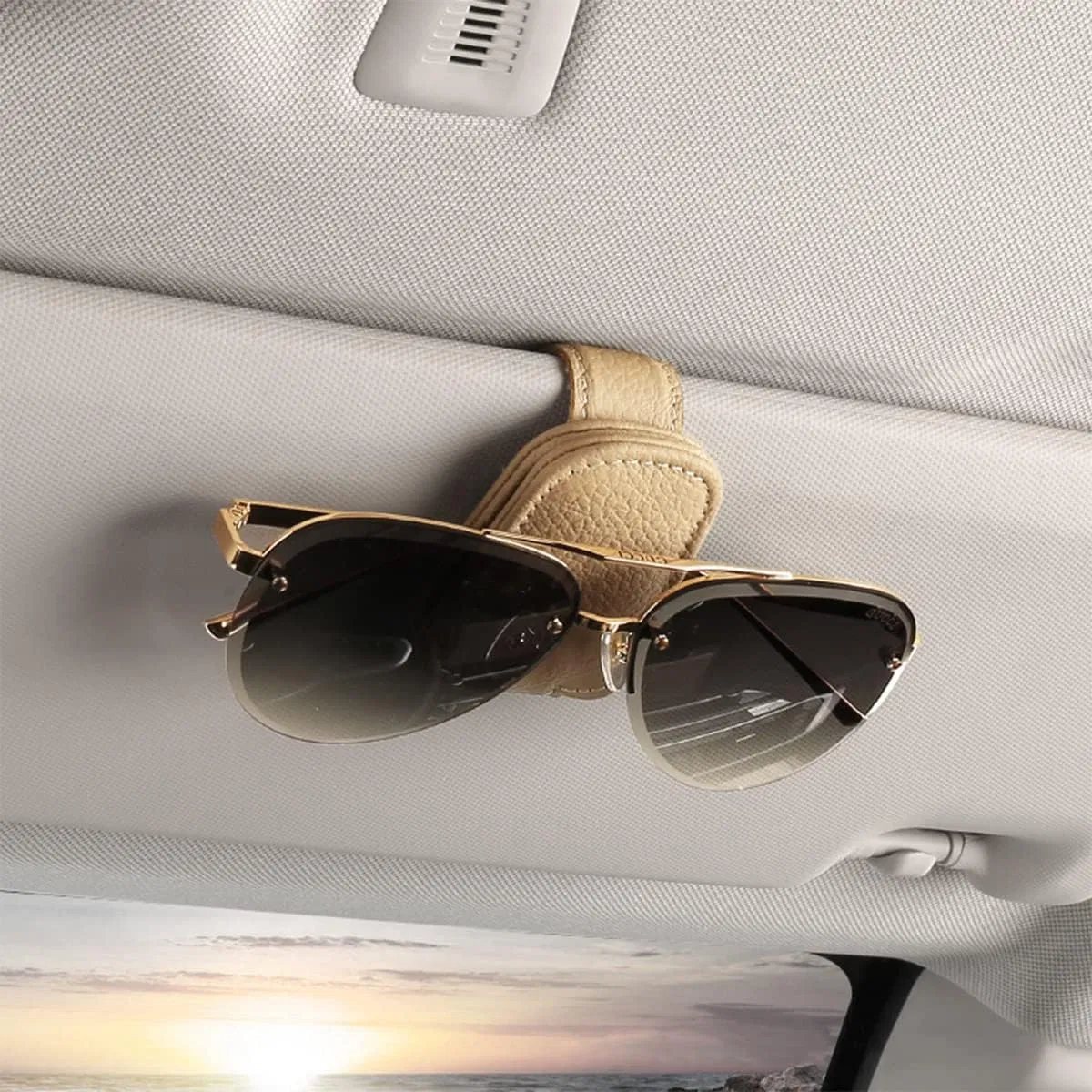 Magnetic Leather Sunglass Holder for Car