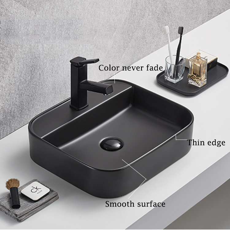 New Color Matte Washbasin Art Square Round Washing Single Basin Table Bathroom Cabinet Ceramic Basin