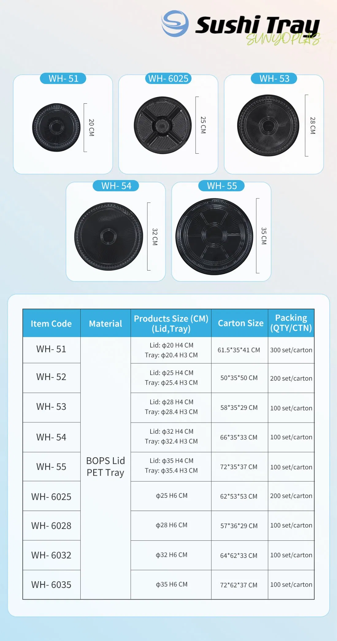 High Quality Round Fruit Sea Food Sushi Packaging Tray for Catering Party