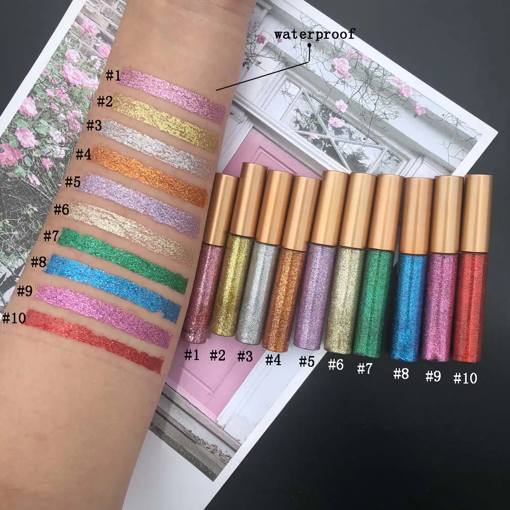 Waterproof 10 Color Private Label Glitter Liquid Eyeliner Gel Supplier