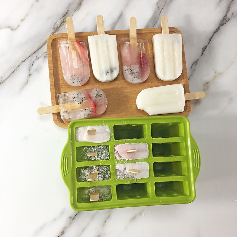 Summer Ice Cream Tools with Wooden Sticks Silicone Popsicle Molds