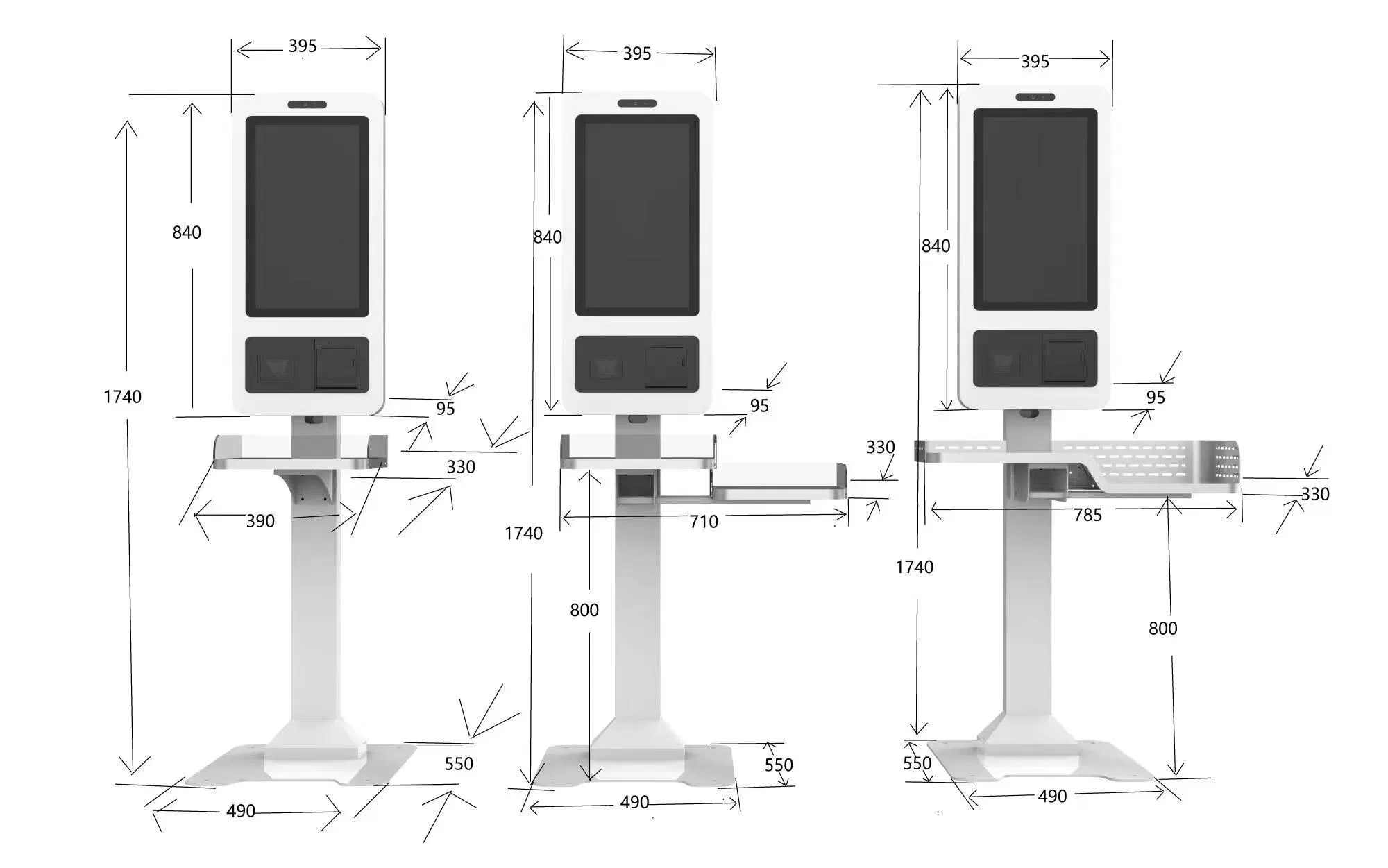 Self-Service Touch Kiosk Paying Machine with 80 mm Printer and Barcode Scanner