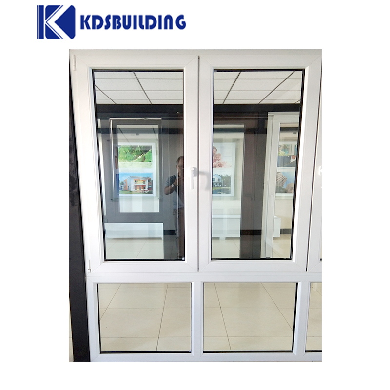 Kdsbuilding Double Pane PVC Window, China Plate Glass Window Prices Heat Insulation PVC Windows and Doors