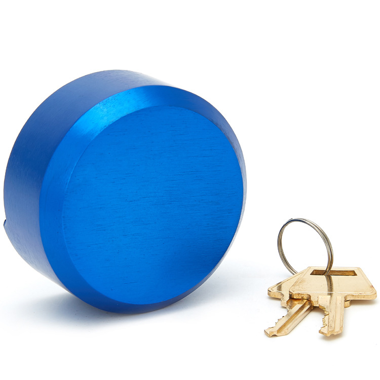Blue High Quality 73mm Round Steel Hockey Puck Lock Hidden Shackle Padlock Puck Lock
