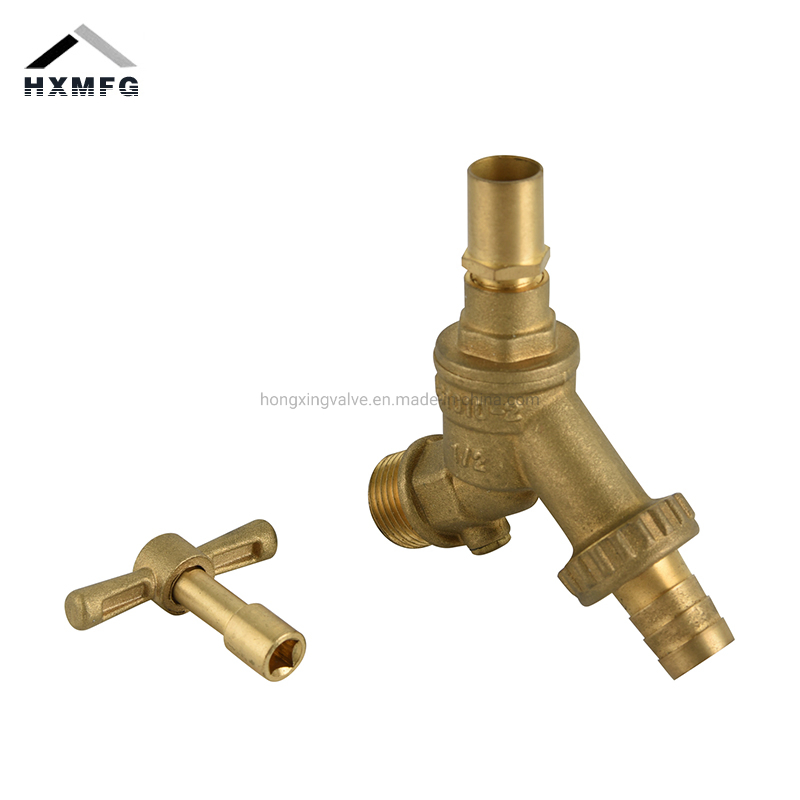 Brass Male Thread Connect Hose Union Lockshield Handle Bib Tap with Key