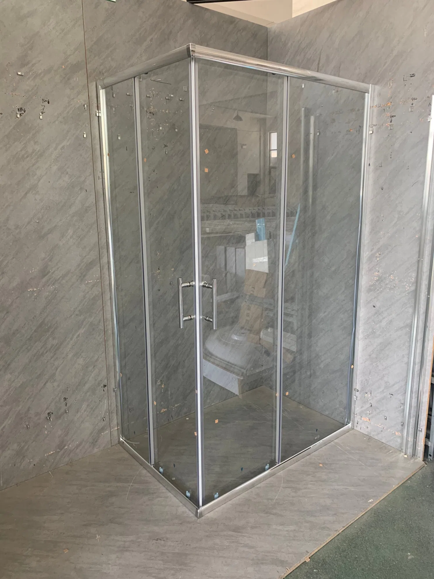 Bathroom Walk in Sliding Shower Cubicle Aluminum Frame Glass Shower Enclosure