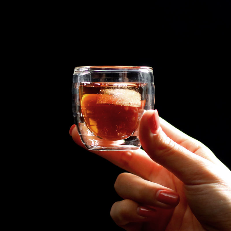 Double Wall Glass Cup with Wave Shape Mini Tea Cup