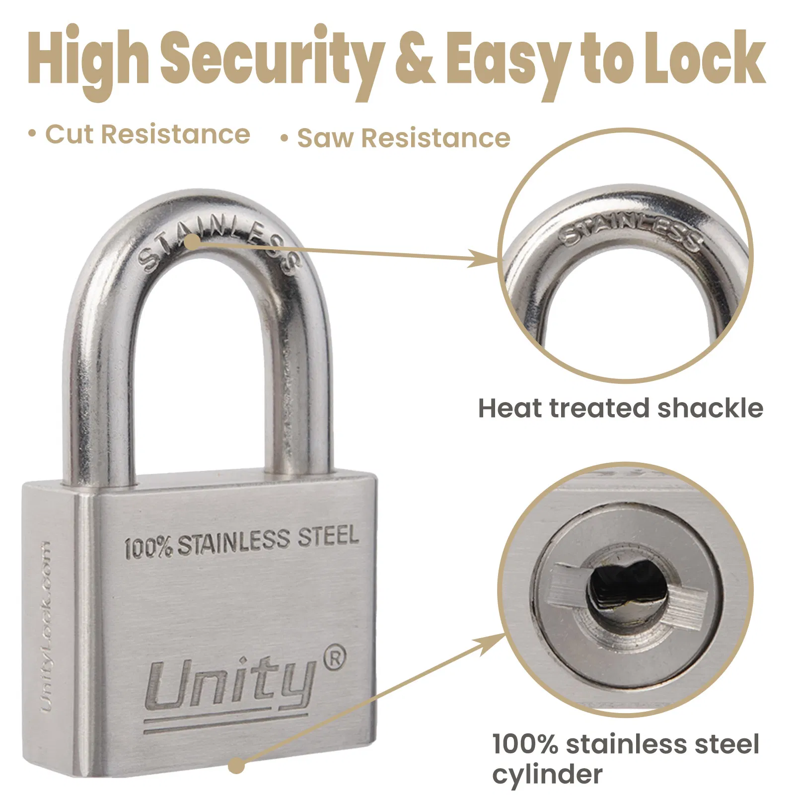 100% Stainless Steel Padlock Marine Lock Weatherproof for Sea Boat