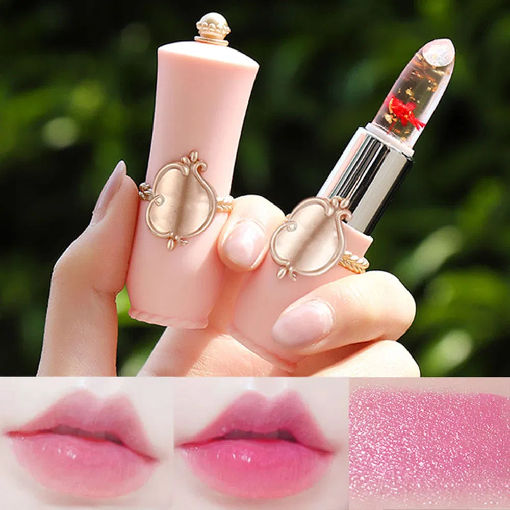 Wholesale Custom Transparent Flower Jelly Crystal Moisturizing Lip Makeup Color Changing Lipstick