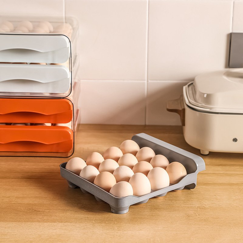 Modern Double-Layer Pet Plastic Thickened Fresh-Keeping Egg Storage Box for Kitchen Refrigerator