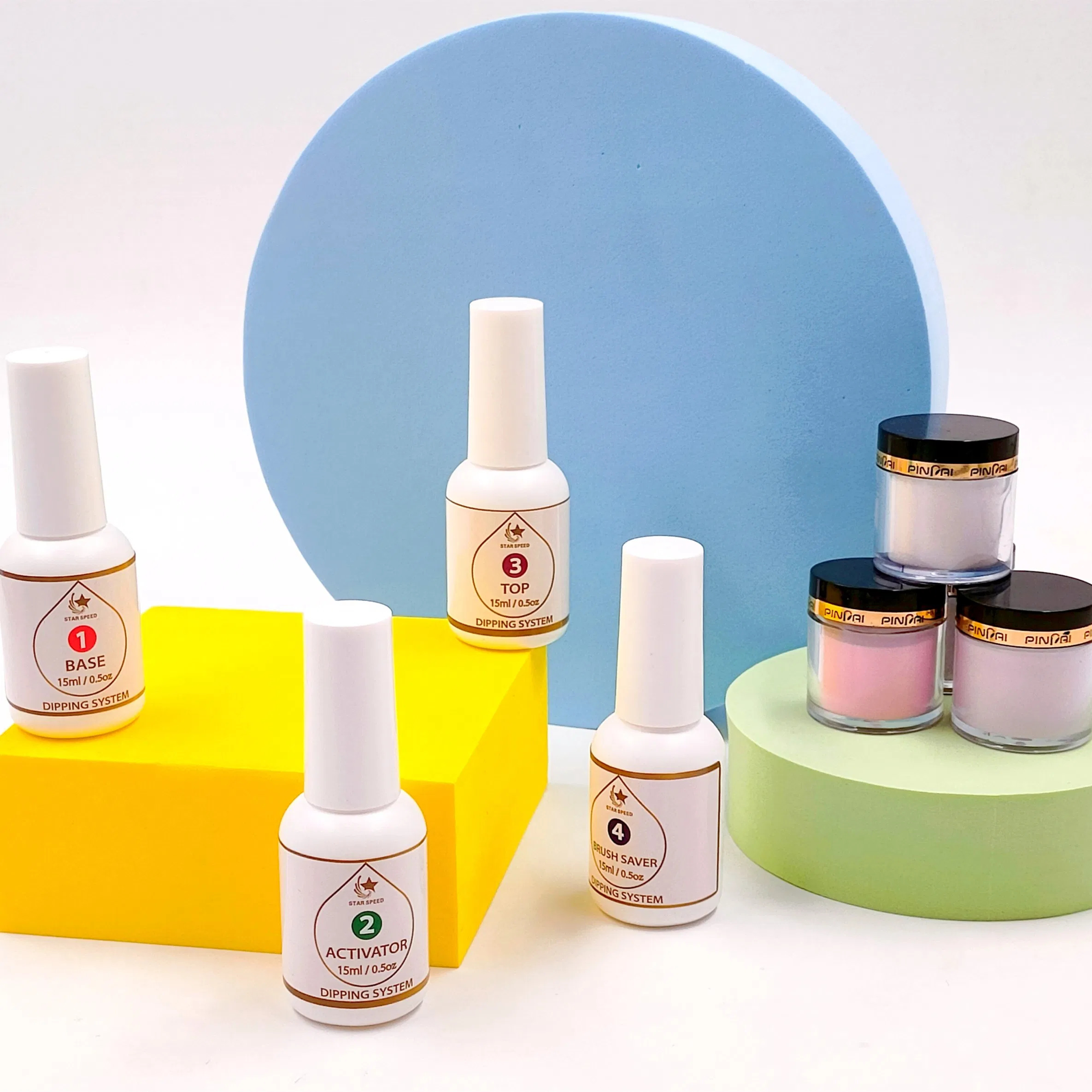 2022 OEM Custom Private Label 4 In1 Quick Dry Bulk Nail DIP Dipping Powder Starter Kit Set with Base Top Coat Activator Liquid