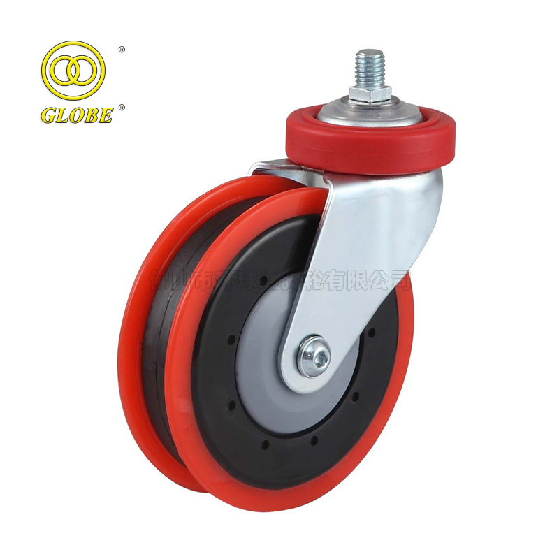 Elegant Walwart Shop Caster Wheel Red PU Shopping Trolley Caster Two Slices