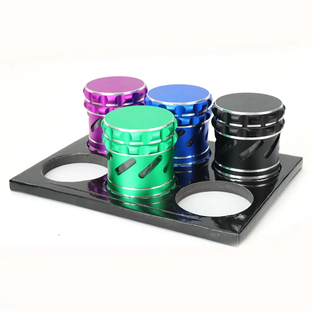 4 Layers Waist Drum Type with Visible Window Flat Metal Aluminum Alloy Dry Herb Grinder