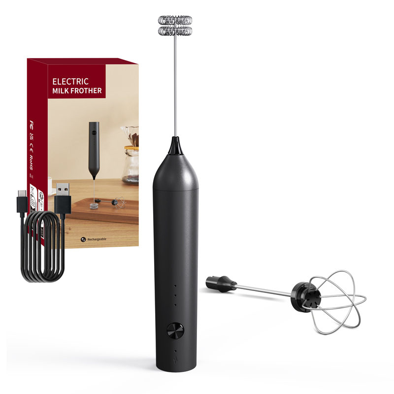 USB Rechargeable Electric Mini Whisk Electric Milk Frother with Detachable Dual Whisk