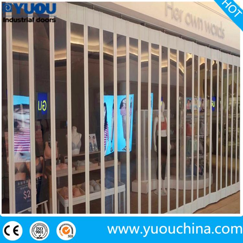 High Quality Transparent Clear View Polycarbonate PC Folding Sliding Door for Shopping Malls