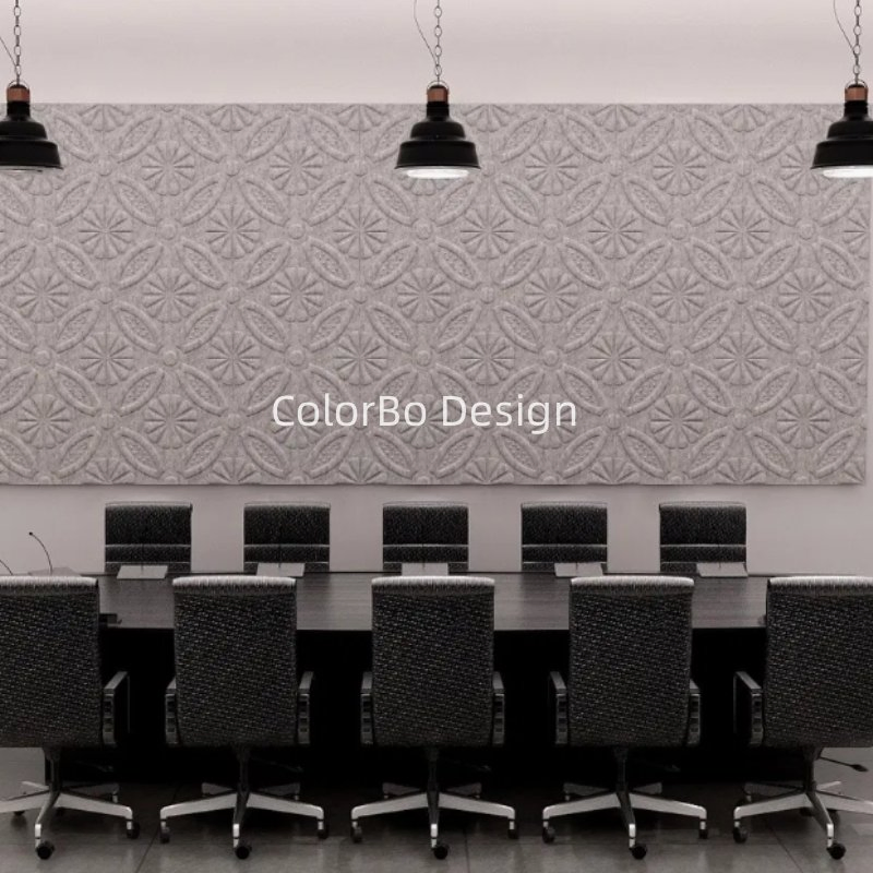 Polyester Fiber Embossed Soundproof OEM ODM Wallpaper Covering Eco-Friendly Decoration Material Sound Absorption Pet Fireproof Acoustic Wall Panel Board