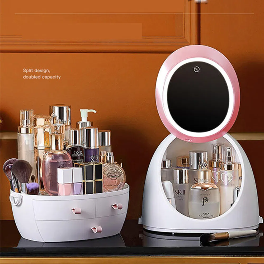Transparent Partition Detachable Nordic Rotating Cosmetic Desktop Storage Box
