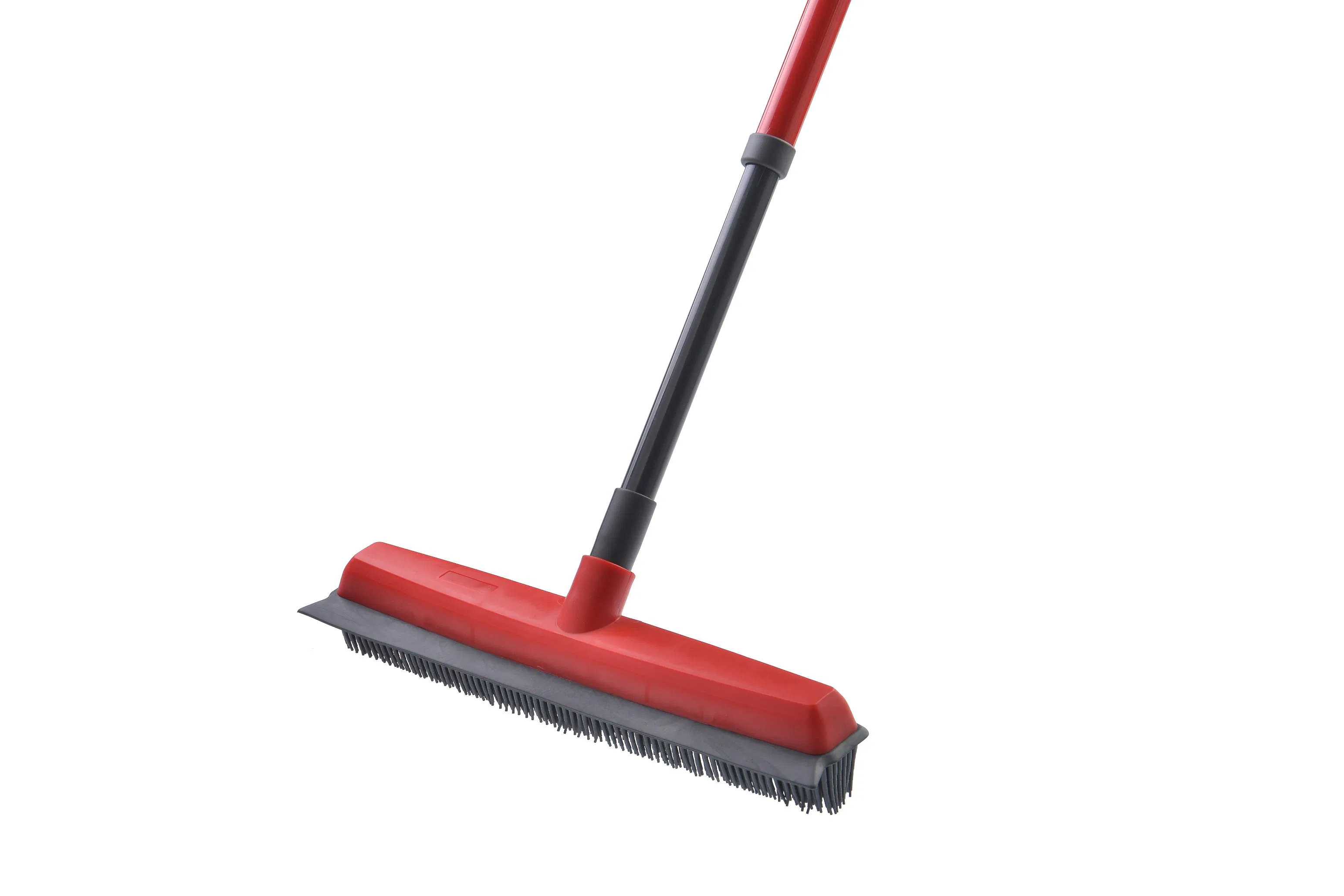 OEM Rubber Floor Broom Carpet Rake Rubber Broom with Soft Squeegee Adjustable Long Handle Pet Hair Removal