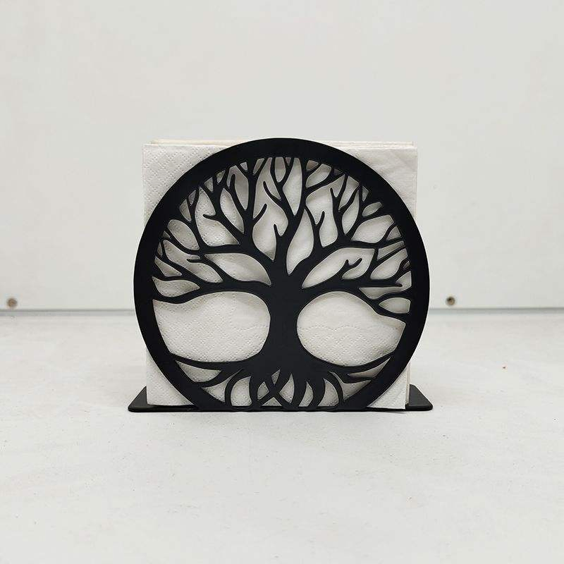 Desktop Napkin Holder Metal Wrought Iron Big Tree Denim Shape Storage Rack Vertical Paper Towel Holder