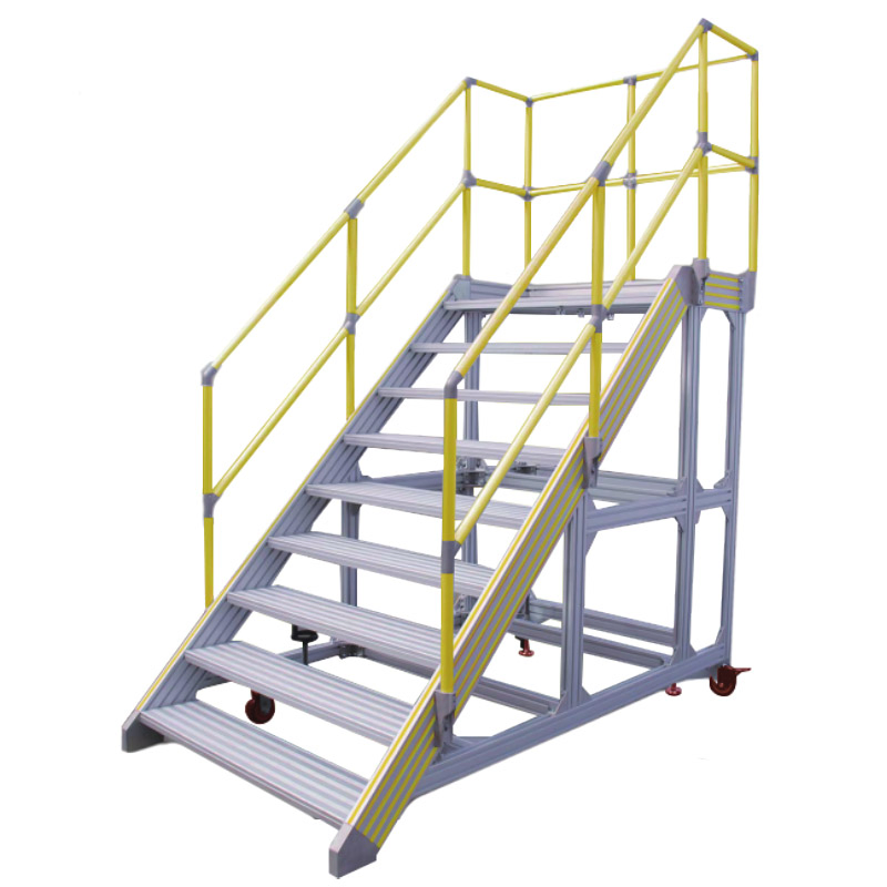 Customized Maintenance Multi-Functional Metal Aluminum Rolling Mobile Ladder Safety Step Ladder with Handrail