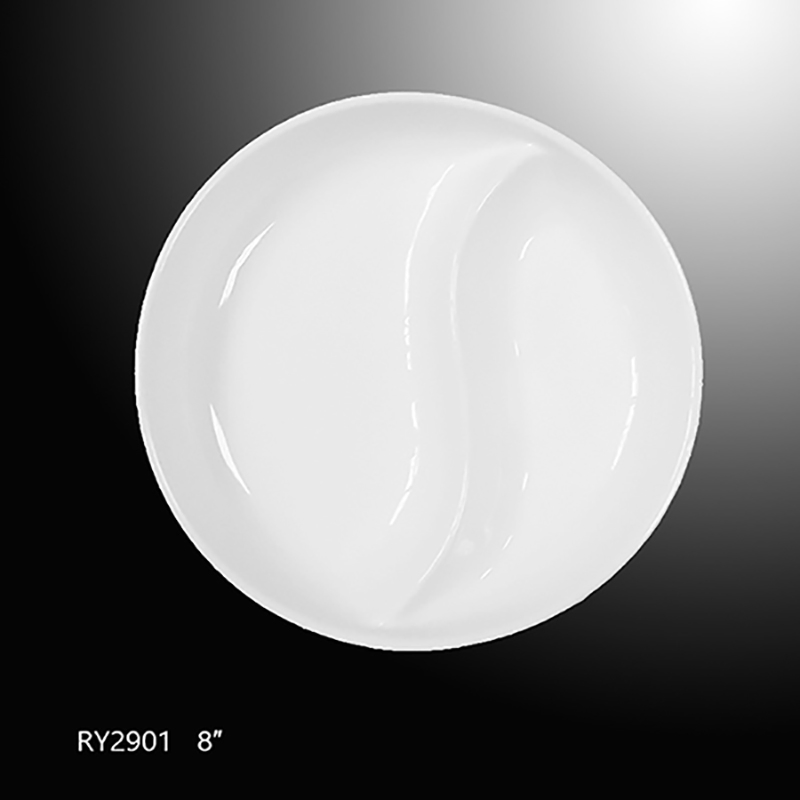 Chaozhou Factory Unique Design Ceramic Plate 2 in 1 Divided Plate