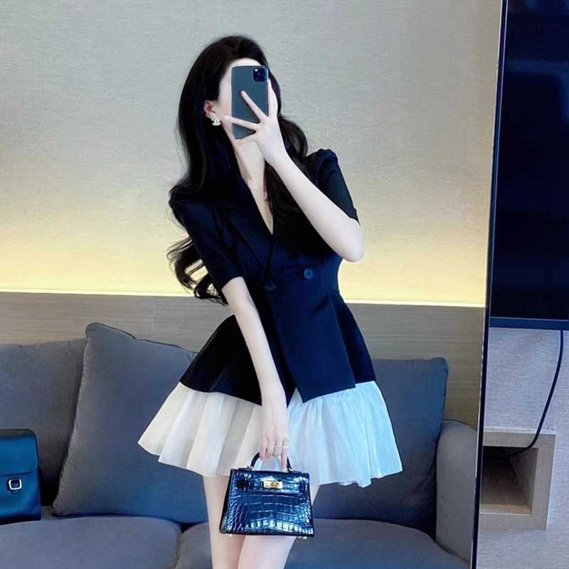 Комплект женский топ V-вырез и юбка пышная приталенная