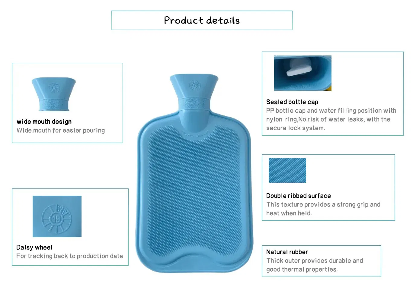 BS 2L 1L CE Hand Warmer Hot Water Bottle with Cover