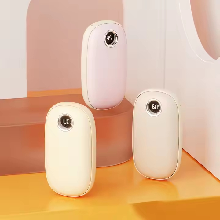 2025 New Arrival Mini Portable Double-Side Heated Hand Warmer 6000mAh Large Capacity Power Bank with Digital Display