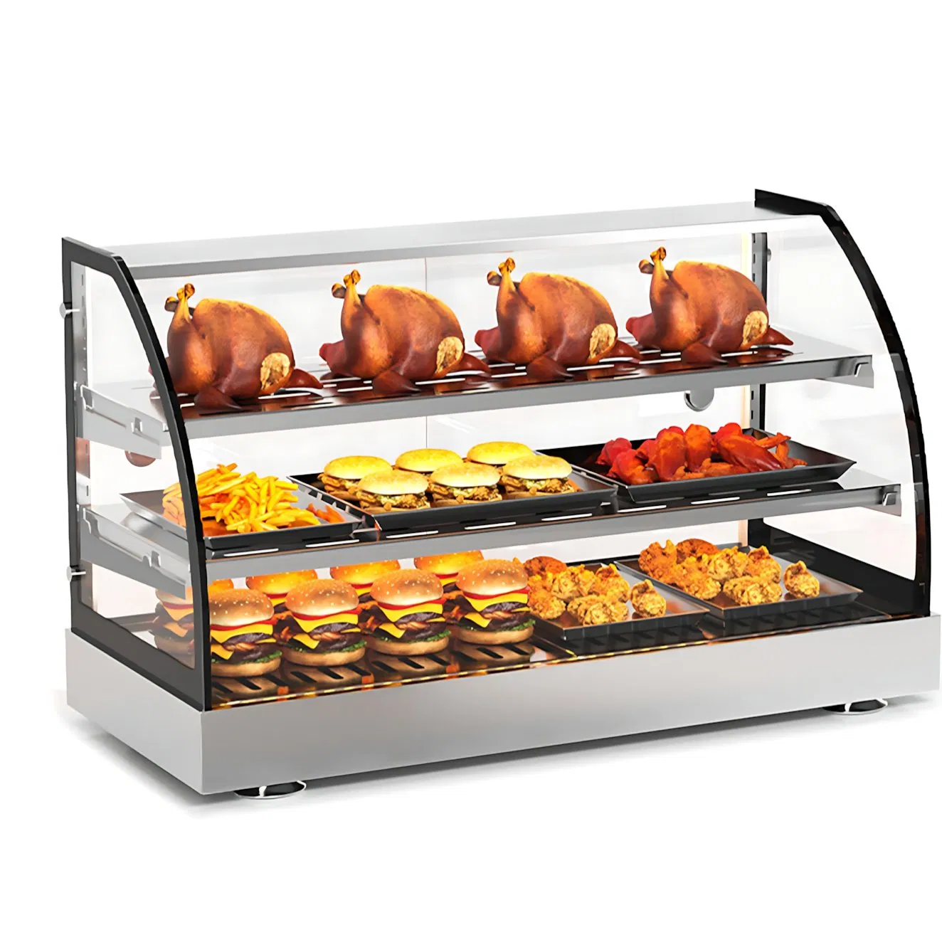 CE Certified Electric Curved Food Warming Display Meets European Safety Standards