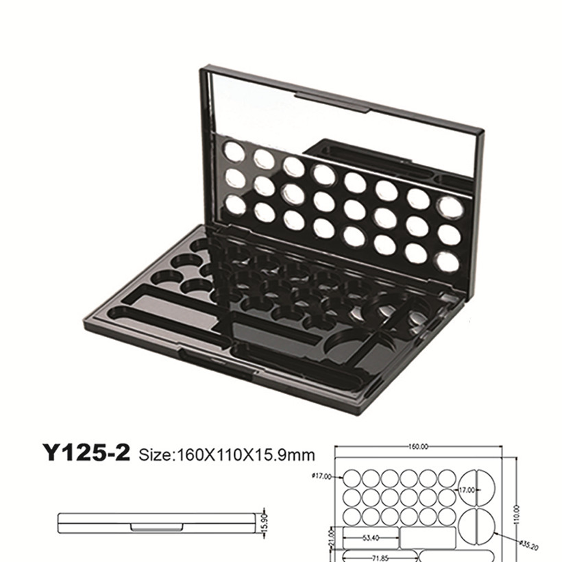 Unique Shape 24 Color Plastic Eye Shadow Palette Case Compact Box Cosmetic Packaging Y125-2