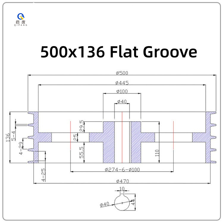 500X105/500X116/500X136/500X144 Sheave Pulley, Spray Ceramic Pulley Wire Guide Wheel, Lead Take Wheel