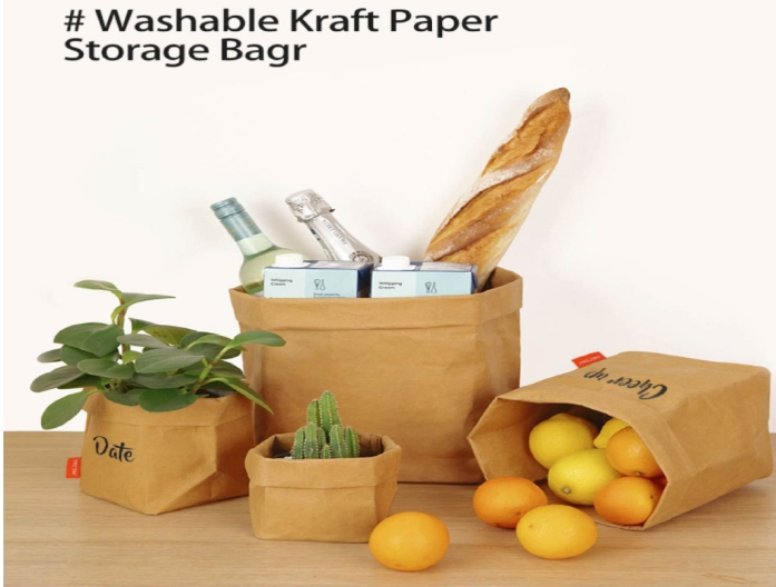 Northern Europe Washable Kraft Paper Bag Washable Tear Not Rotten Refrigerator Fruit and Vegetable Storage Bag Thickened