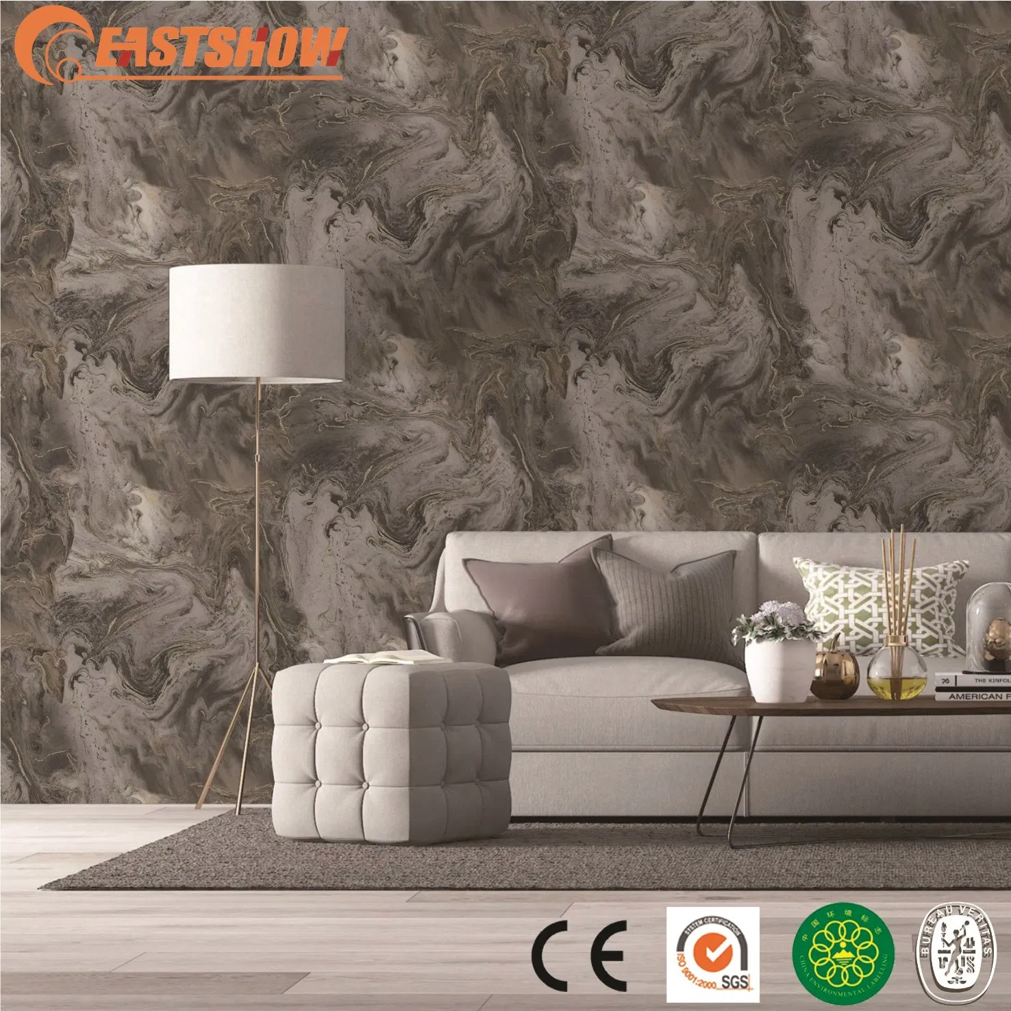 Laminated Marble Insulated 3D PVC Waterproof Wallpaper Roll Modern Marble Design Home Decoration Wall Covering