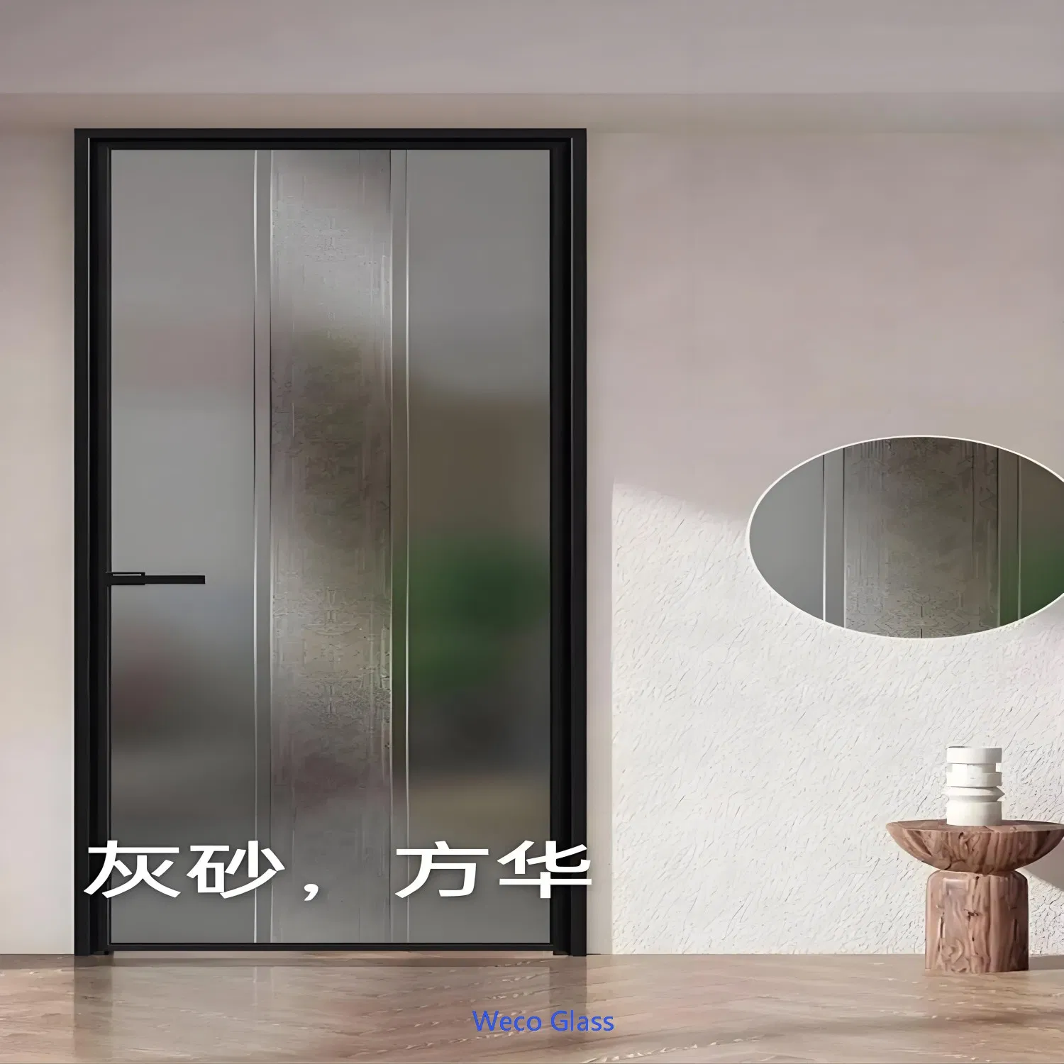 5mm 6mm 8mm OEM Size Tempered Patterned Acid-Etched Glass for Washroom Door