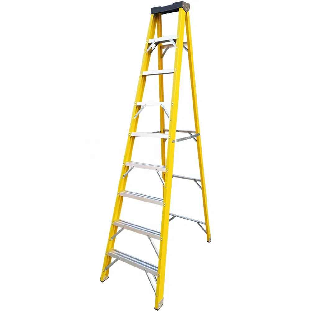5 Steps Yellow Color Non-Conducting Fiberglass Step Ladder for Electric Work