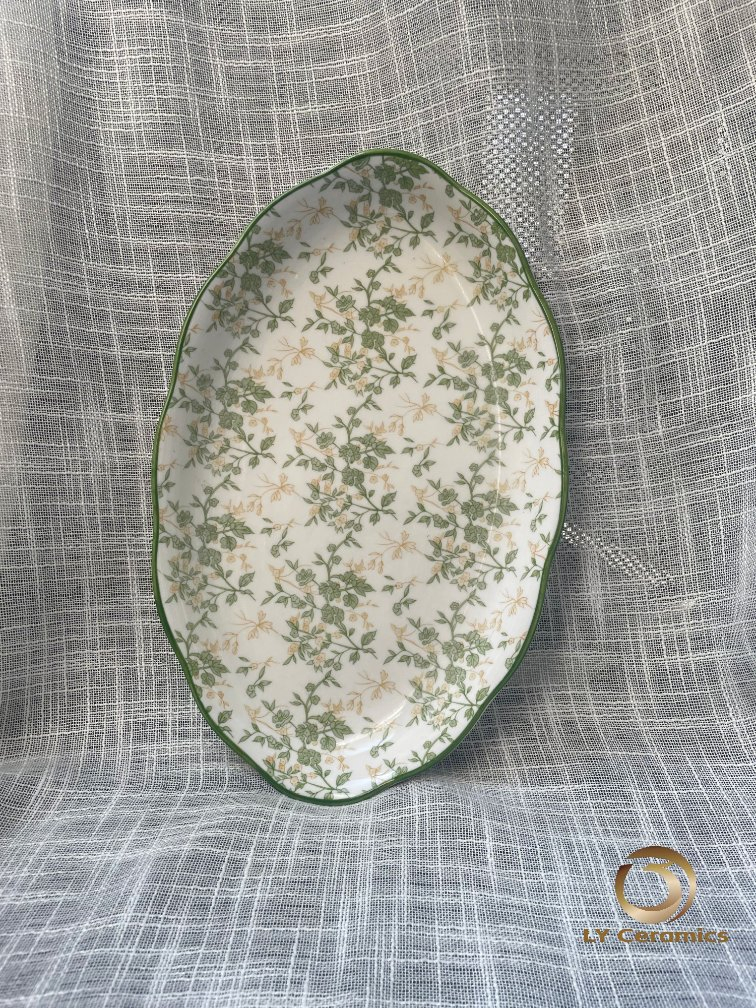 32cm Cut Edge Oval Soup Plate Pad Printing Hotelware Porcelainware Ceramic Kitchenware Tableware