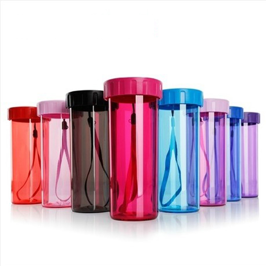 Hot Selling BPA Free Plastic Sport Water Bottle with Stainless Steel Lid and String