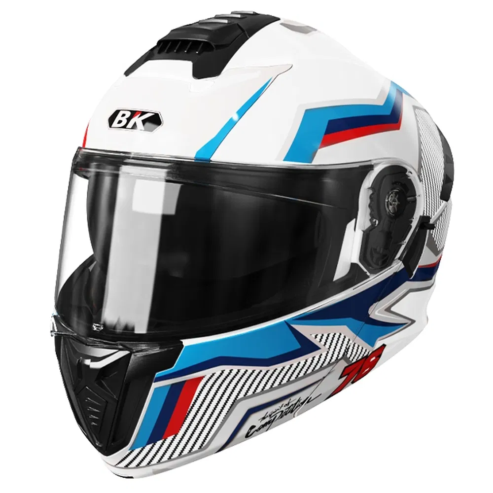 Модульный мотошлем белый с поднимающейся маской и антизапотевающим щитком