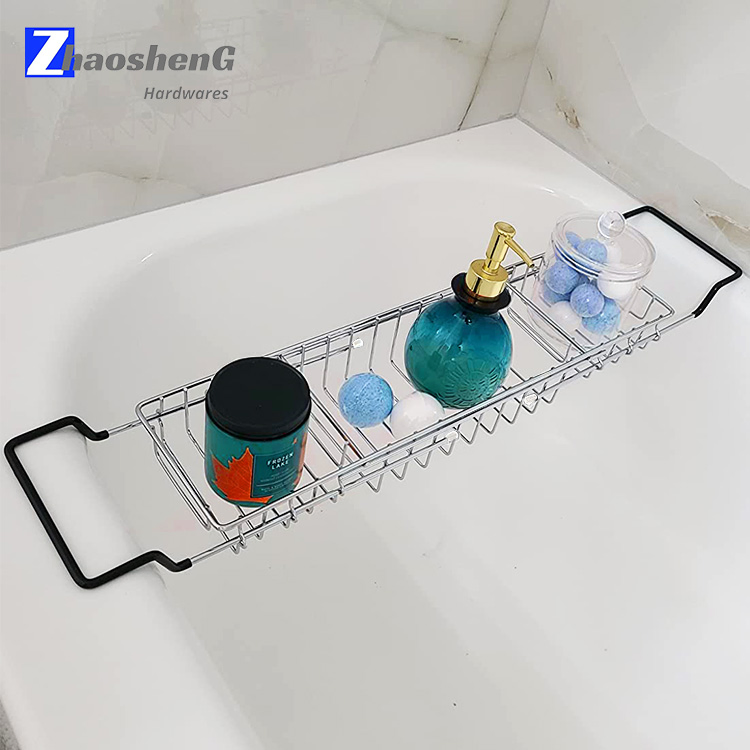 Extendable Bathroom Non-Slip Rack Adjustable Bath Tub Caddy Bathtub Tray with Extending Sides