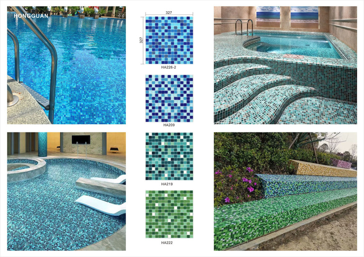 Стеклянная мозаика для бассейна 20x20 мм