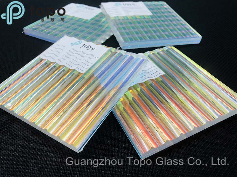 Laminated Art Figured Pattern Glass with Colorful PVB Film (LG-TP)