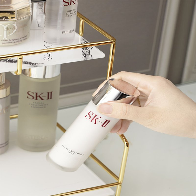 Multi Layer Desktop Cosmetics Gold Skin Care Products Perfume Dresser Storage Box