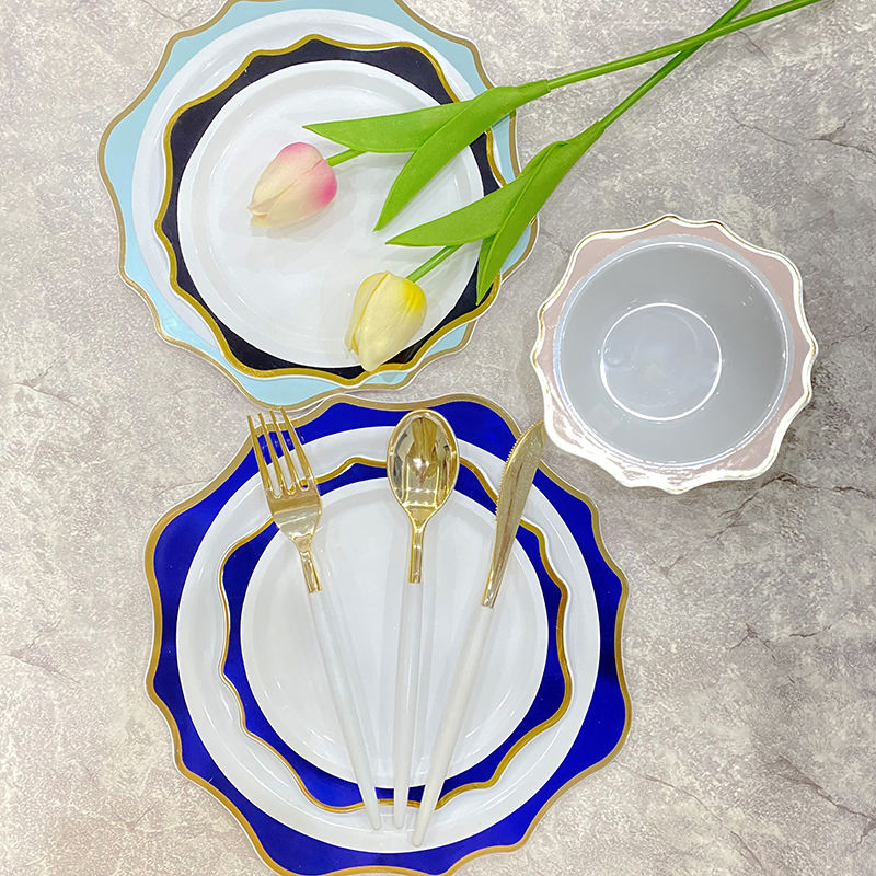 4" Irregular Plastic Silver Plated Flower Shape Bowl Decorative Shaped Flower Soup Bowl
