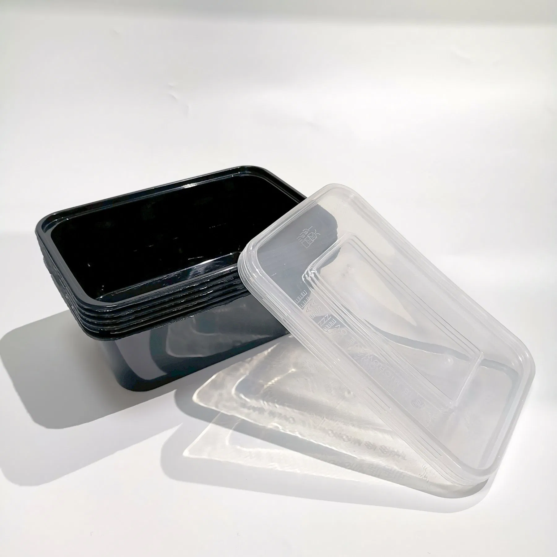Black PP Plastic Bento Lunch Food Container Takeaway Microwavable Box