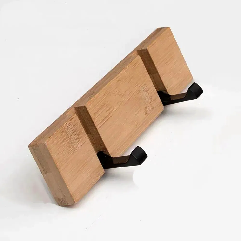 Natural Bamboo Coat Rack, Wall-Mounted Heavy Duty Foldable Coat Hooks