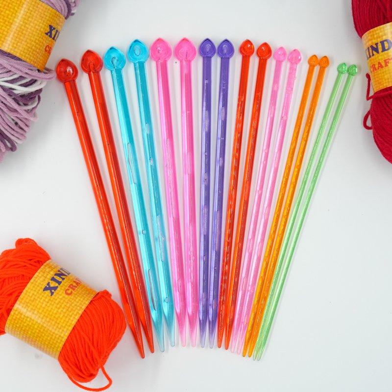 26.5cm 1-Pointed Color Plastic Knitting Needle Set (8PCS)