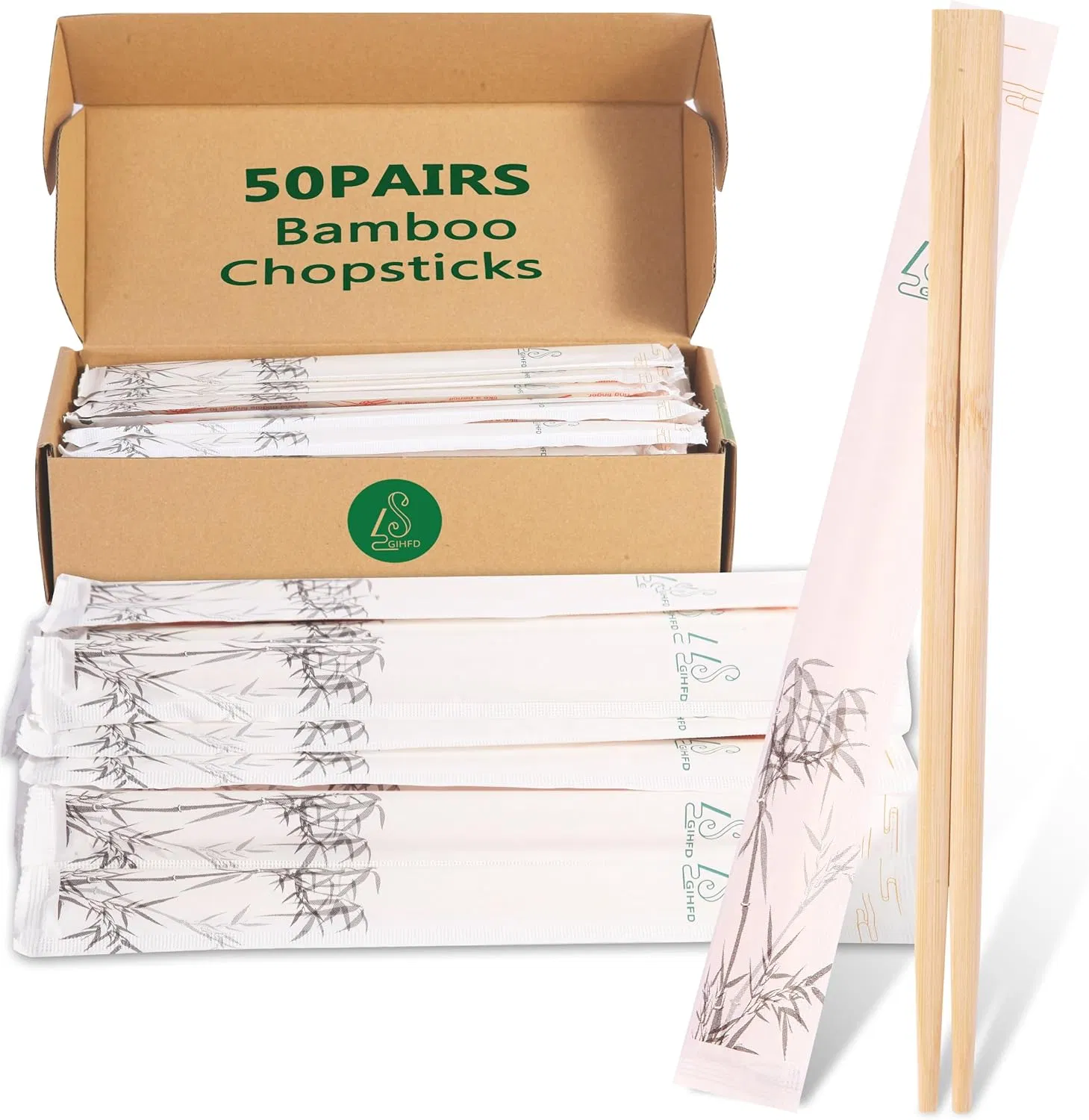 Disposable Bamboo Chopsticks Made of 50 Pairs of Natural Bamboo