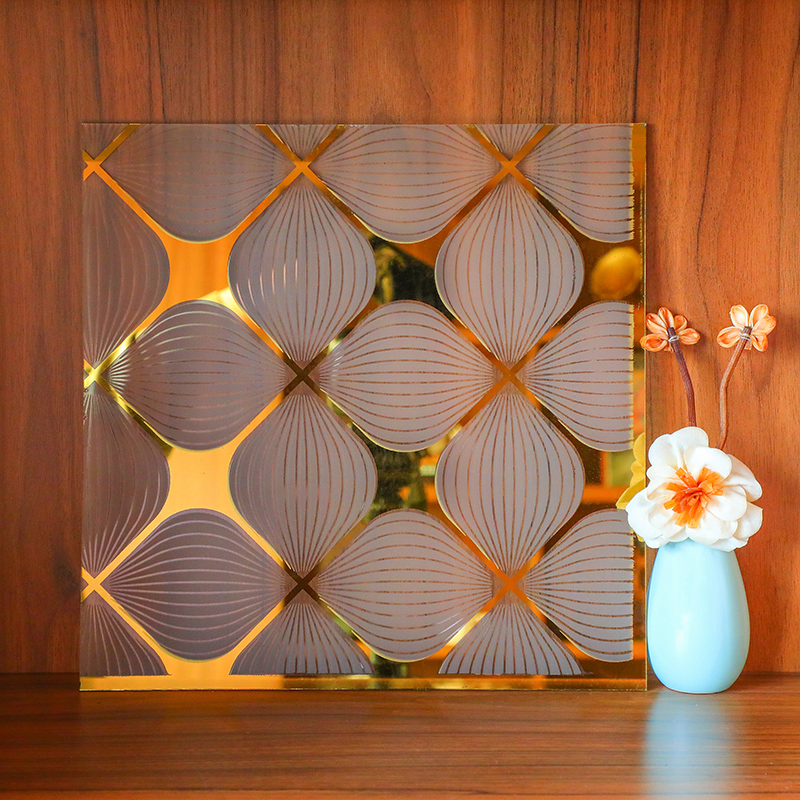 Golden Glass/Acid Etched Glass/Decorative Glass for Buildings Windows Home Decoration