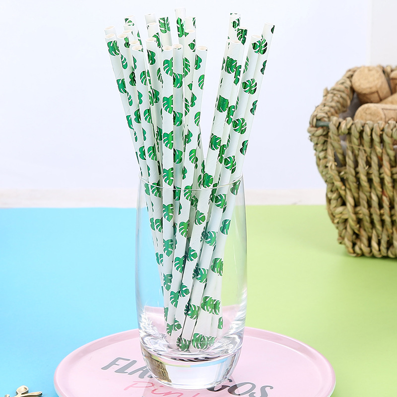 Disposable Paper Straws Coco Cactus Illustration Drinking Paper Straws Kitchen Disposable Tool 2000 PCS Creative Straw
